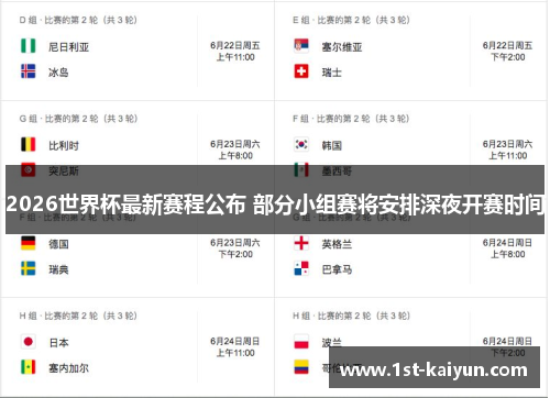2026世界杯最新赛程公布 部分小组赛将安排深夜开赛时间 2026世界杯最新赛程公布 部分小组赛将安排深夜开赛时间